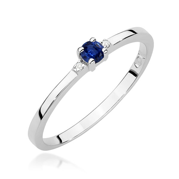 Białe Złoto Pierścionek z Szafirem 0,15 ct