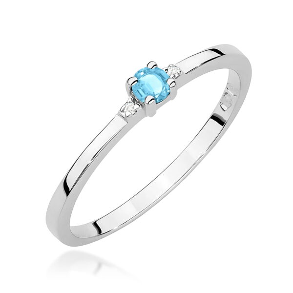 Białe Złoto Pierścionek z Topazem Swiss 0,15 ct