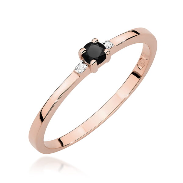 Różowe Złoto Pierścionek z Czarnym Diamentem 0,12 ct