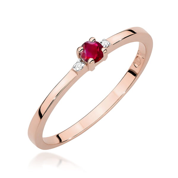 Różowe Złoto Pierścionek z Rubinem 0,15 ct