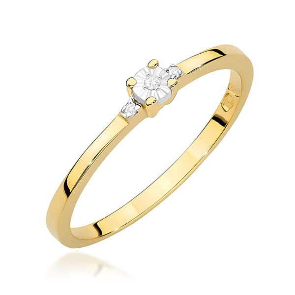 Żółte Złoto Pierścionek z Diamentem 0,0086 ct