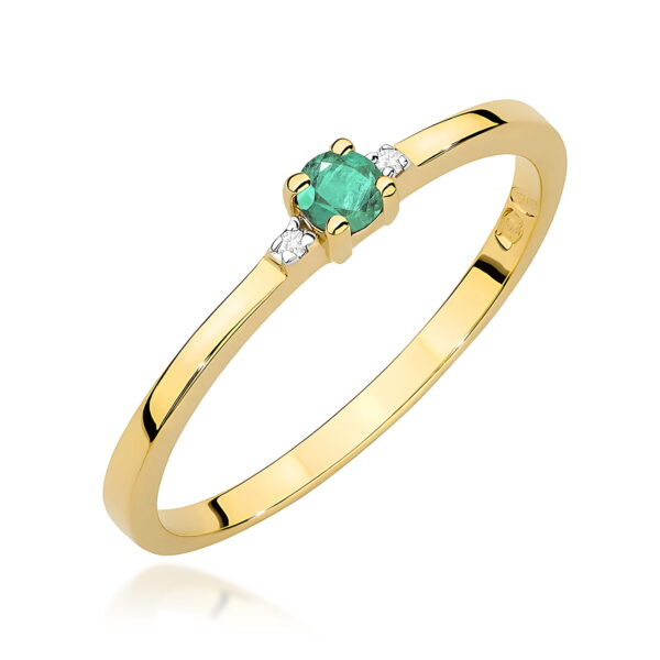 Żółte Złoto Pierścionek z Szmaragdem 0,15 ct