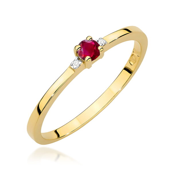 Żółte Złoto Pierścionek z Rubinem 0,15 ct