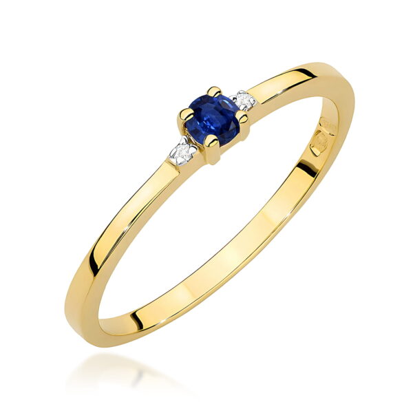 Żółte Złoto Pierścionek z Szafirem 0,15 ct