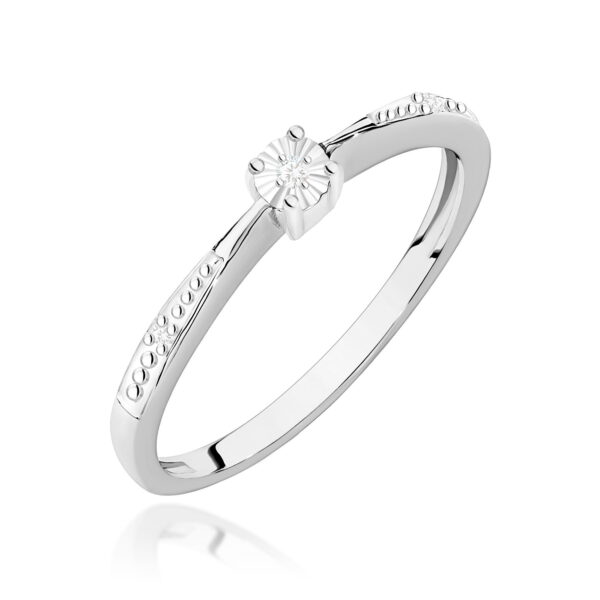 Białe Złoto Pierścionek z Diamentem 0,0086 ct