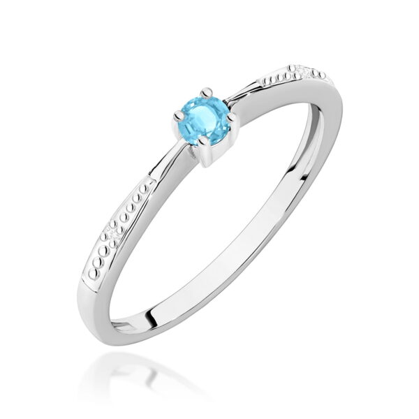 Białe Złoto Pierścionek z Topazem Swiss 0,15 ct