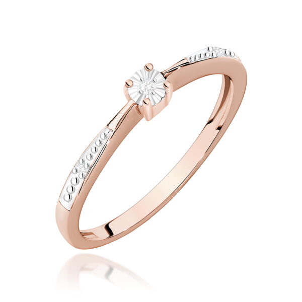Różowe Złoto Pierścionek z Diamentem 0,0086 ct