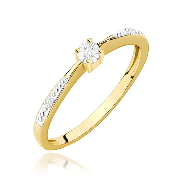 Żółte Złoto Pierścionek z Diamentem 0,0086 ct