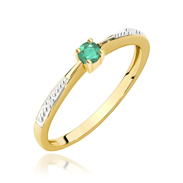 Żółte Złoto Pierścionek z Szmaragdem 0,15 ct