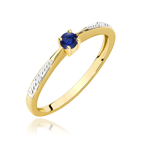 Żółte Złoto Pierścionek z Szafirem 0,15 ct