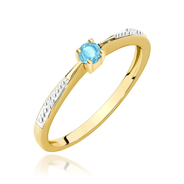 Żółte Złoto Pierścionek z Topazem Swiss 0,15 ct