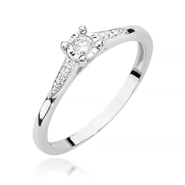 Białe Złoto Pierścionek z Diamentem 0,08 ct