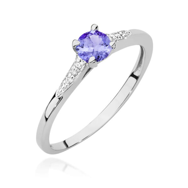 Białe Złoto Pierścionek z Tanzanitem 0,35 ct