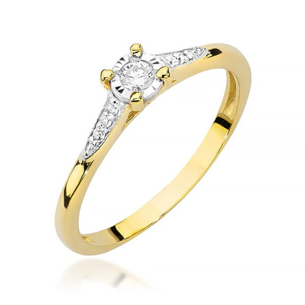 Żółte Złoto Pierścionek z Diamentem 0,08 ct