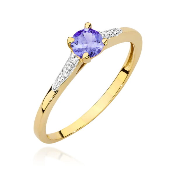 Żółte Złoto Pierścionek z Tanzanitem 0,35 ct
