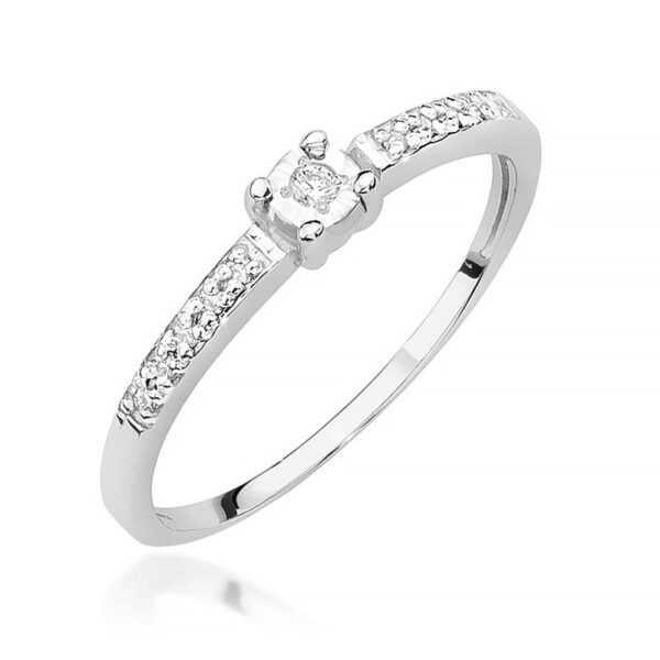 Białe Złoto Pierścionek z Diamentem 0,02 ct