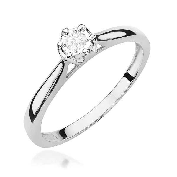 Białe Złoto Pierścionek z Diamentem 0,08 ct