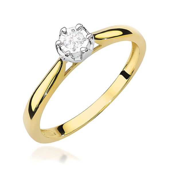 Żółte Złoto Pierścionek z Diamentem 0,08 ct