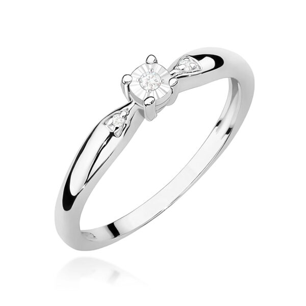 Białe Złoto Pierścionek z Diamentem 0,02 ct