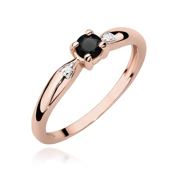 Różowe Złoto Pierścionek z Czarnym Diamentem 0,12 ct