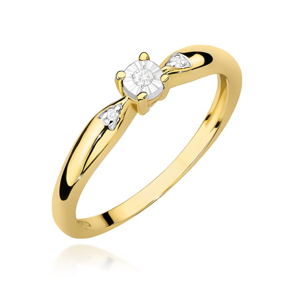 Żółte Złoto Pierścionek z Diamentem 0,02 ct