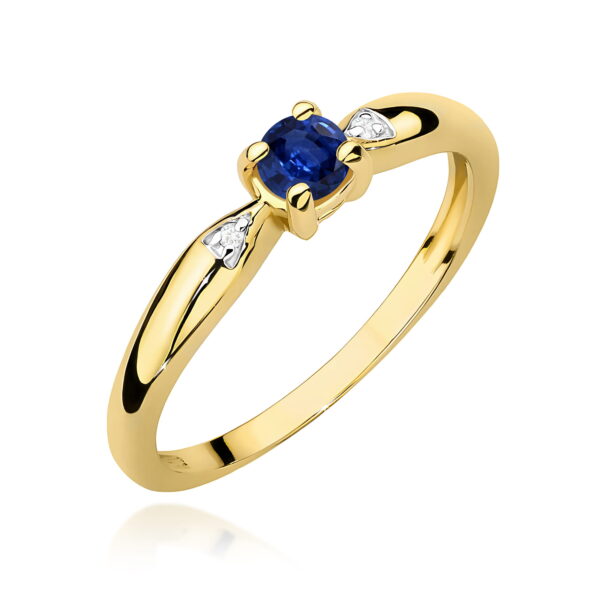 Żółte Złoto Pierścionek z Szafirem 0,15 ct