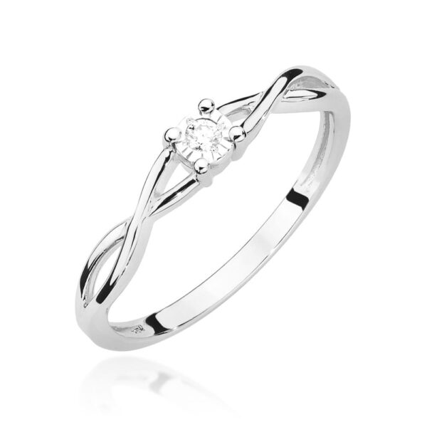 Białe Złoto Pierścionek z Diamentem 0,03 ct