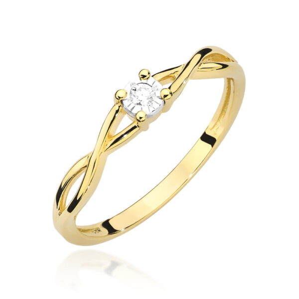 Żółte Złoto Pierścionek z Diamentem 0,03 ct