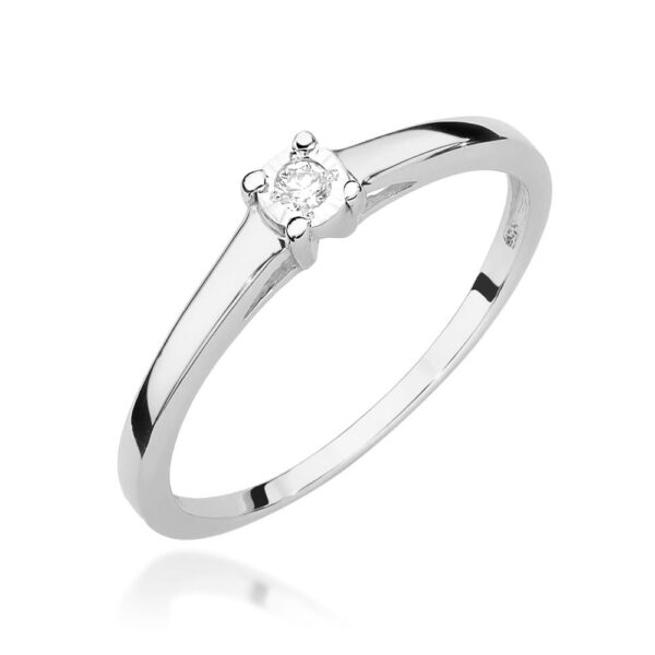 Białe Złoto Pierścionek z Diamentem 0,03 ct