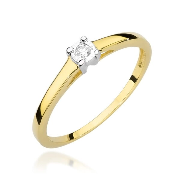 Żółte Złoto Pierścionek z Diamentem 0,03 ct