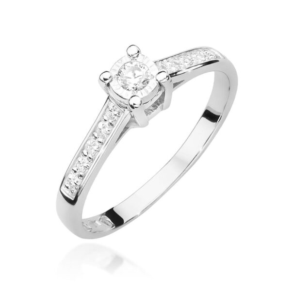 Białe Złoto Pierścionek z Diamentem 0,08 ct