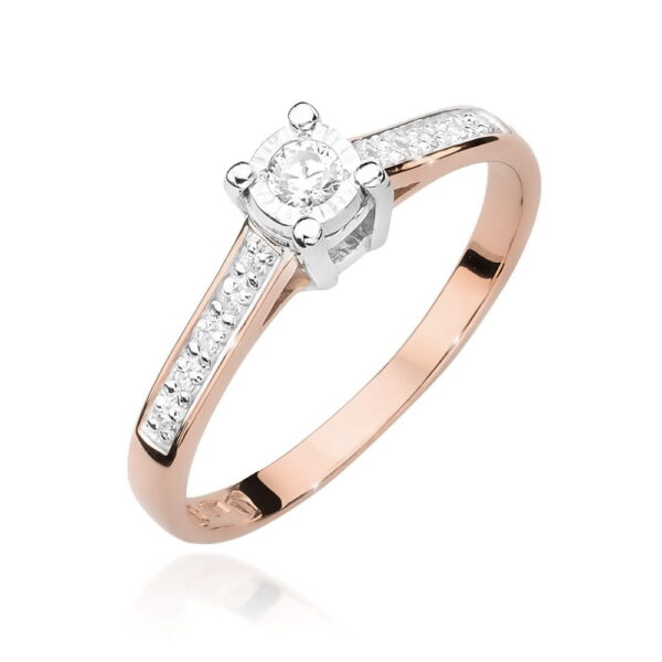 Różowe Złoto Pierścionek z Diamentem 0,08 ct