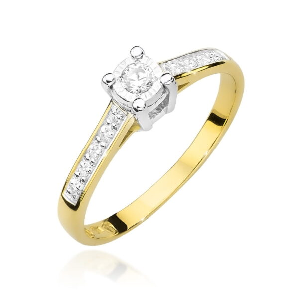 Żółte Złoto Pierścionek z Diamentem 0,08 ct