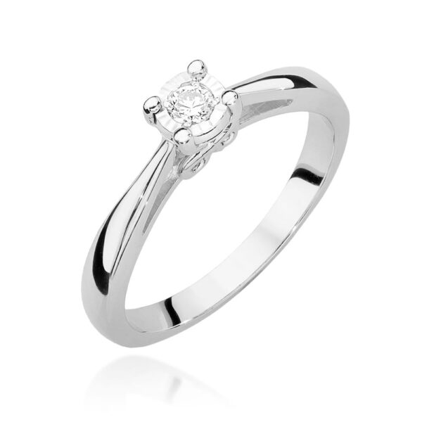 Białe Złoto Pierścionek z Diamentem 0,08 ct