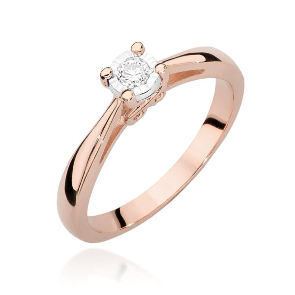 Różowe Złoto Pierścionek z Diamentem 0,08 ct