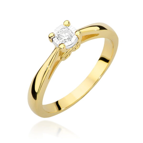 Żółte Złoto Pierścionek z Diamentem 0,08 ct