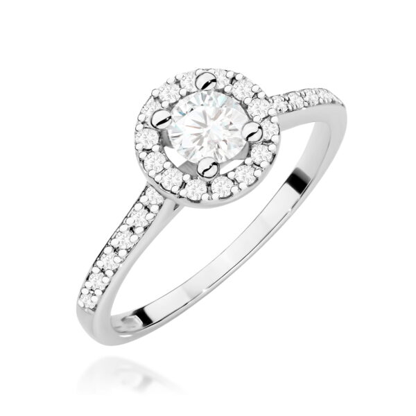 Białe Złoto Pierścionek z Diamentem 0,30 ct