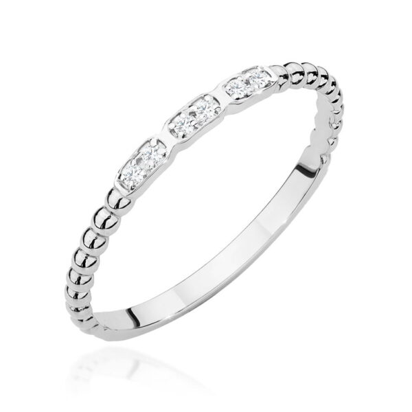 Białe Złoto Pierścionek z Diamentami 0,03 ct