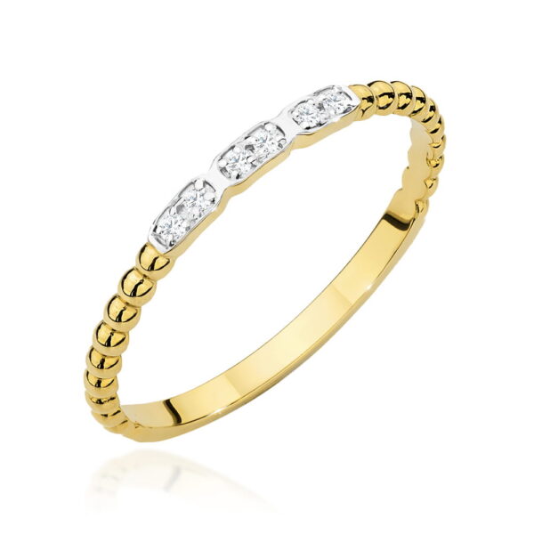 Żółte Złoto Pierścionek z Diamentami 0,03 ct