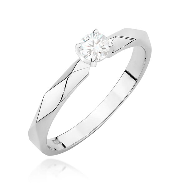 Białe Złoto Pierścionek z Diamentem 0,10 ct