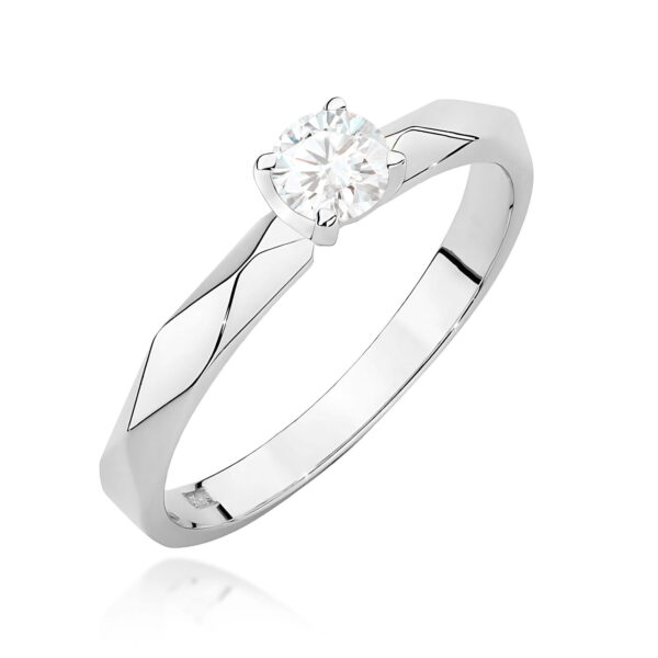 Białe Złoto Pierścionek z Diamentem 0,20 ct