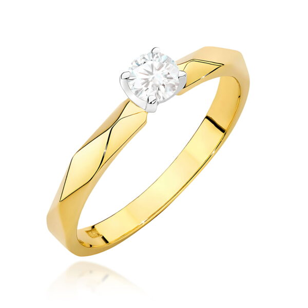 Żółte Złoto Pierścionek z Diamentem 0,15 ct