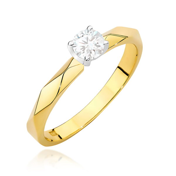 Żółte Złoto Pierścionek z Diamentem 0,25 ct