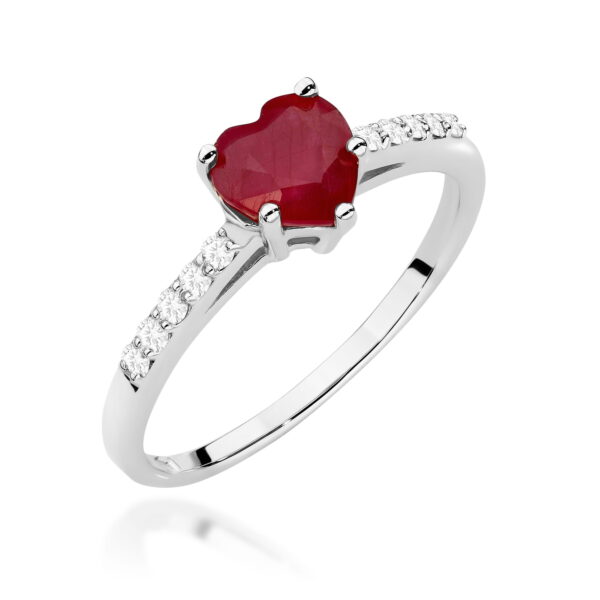 Białe Złoto Pierścionek z Rubinem 1,10 ct