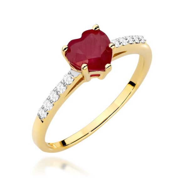 Żółte Złoto Pierścionek z Rubinem 1,10 ct