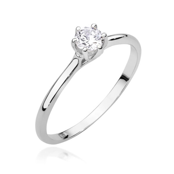 Białe Złoto Pierścionek z Diamentem 0,20 ct