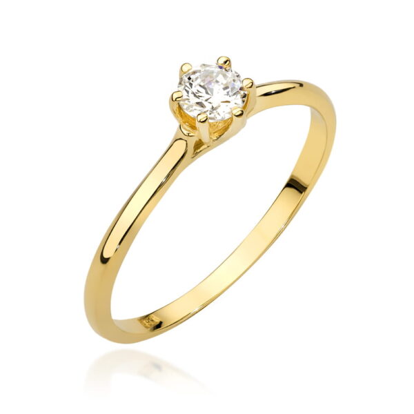 Żółte Złoto Pierścionek z Diamentem 0,20 ct