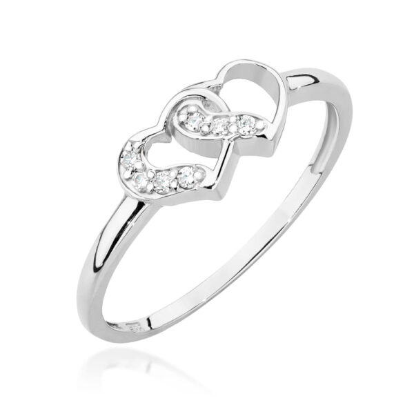 Białe Złoto Pierścionek z Diamentami 0,06 ct