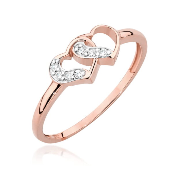 Różowe Złoto Pierścionek z Diamentami 0,06 ct
