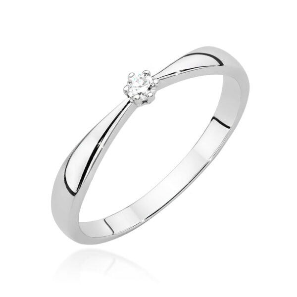 Białe Złoto Pierścionek z Diamentem 0,04 ct